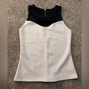 Women’s Express Fitted Asymmetrical Black and Cream Tank Top